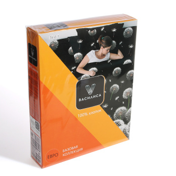 Постельное белье евро бязь Василиса 3412/1 Белые одуванчики нав70*70,пр200*220