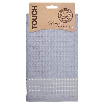 Полотенце вафельное 35*55см на хангере Крупная клетка атлантик 150г/м2 Touch *6