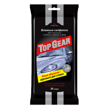 Салфетки влажные Top Gear №30  для стекол, зеркал, фар арт.48038 *32