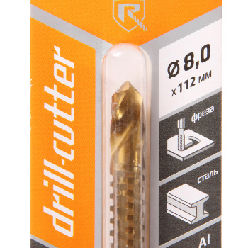 Сверло-фреза  8х112мм HSS-TIN хвостовик HEX1/4"Е6,3 (672208) Drill-cutter Rennbohr *1/240