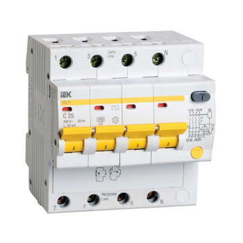 яяяВыключатель диф.тока 4п С 25А 30мА тип АС АД14 ИЭК MAD10-4-025-C-030   *1