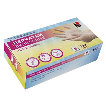 Перчатки виниловые одноразовые S (малый) 100шт в коробке VIN001A "А.Д.М." *1/10 Перчатки виниловые одноразовые S (малый) 100шт в коробке VIN001A "А.Д.М." *1/10